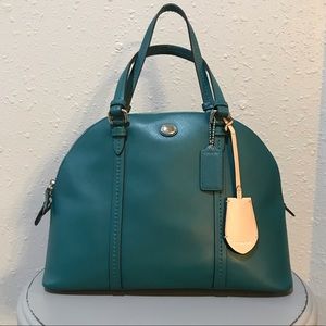 Coach teal cora domed peyton leather satchel